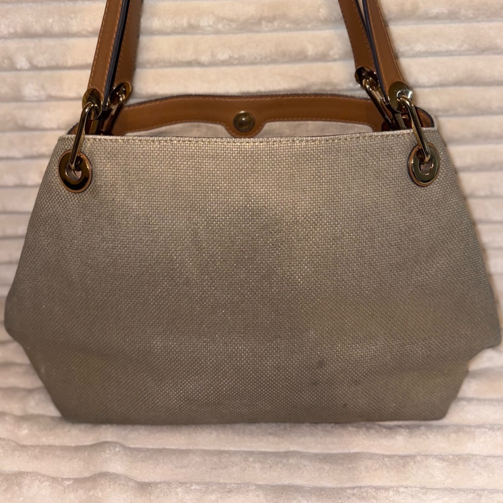Michael Kors Canvas & Leather Shoulder Bag – Natural with Luggage Trim - Picture 8 of 8